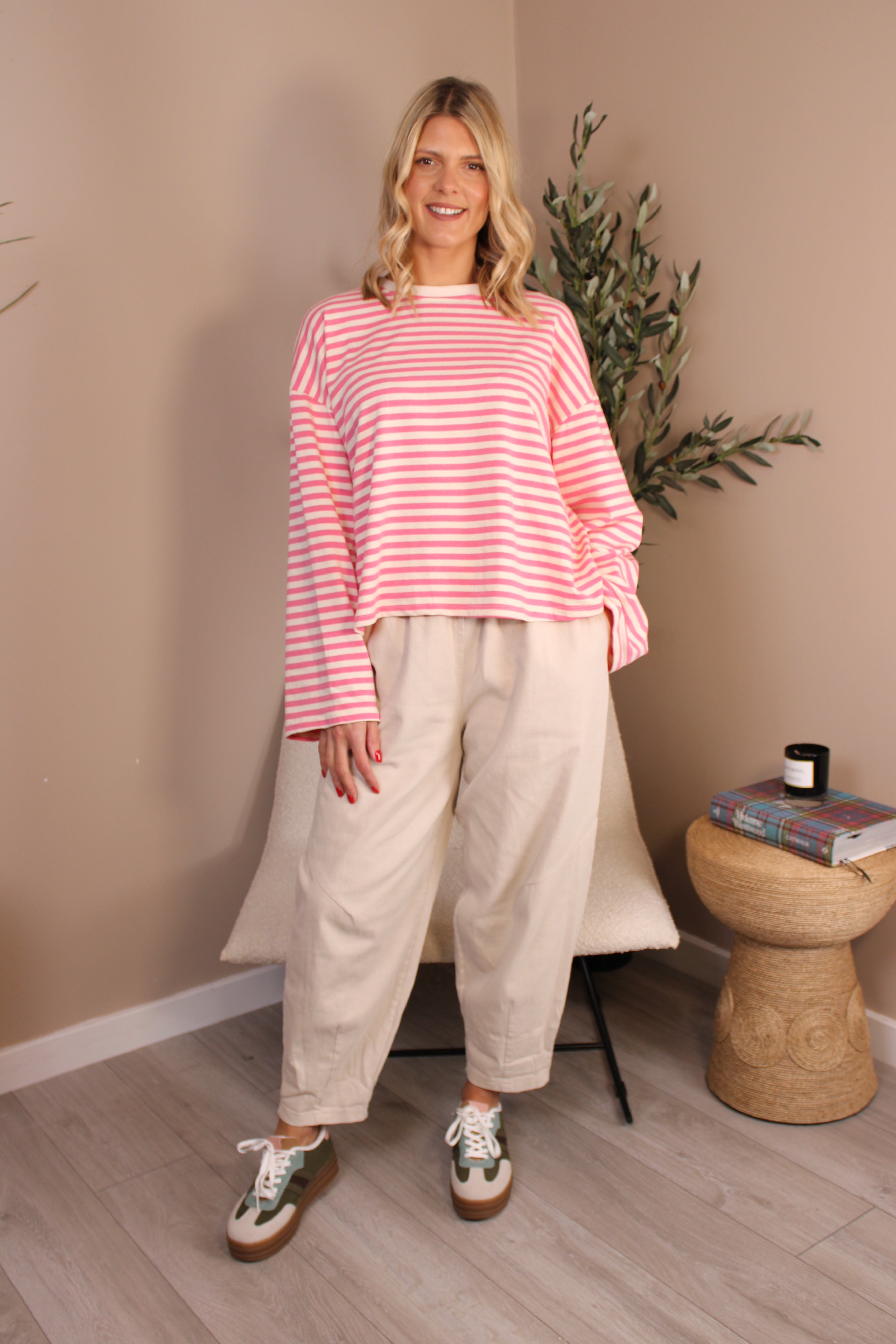 Portland Striped Crew Neck Top