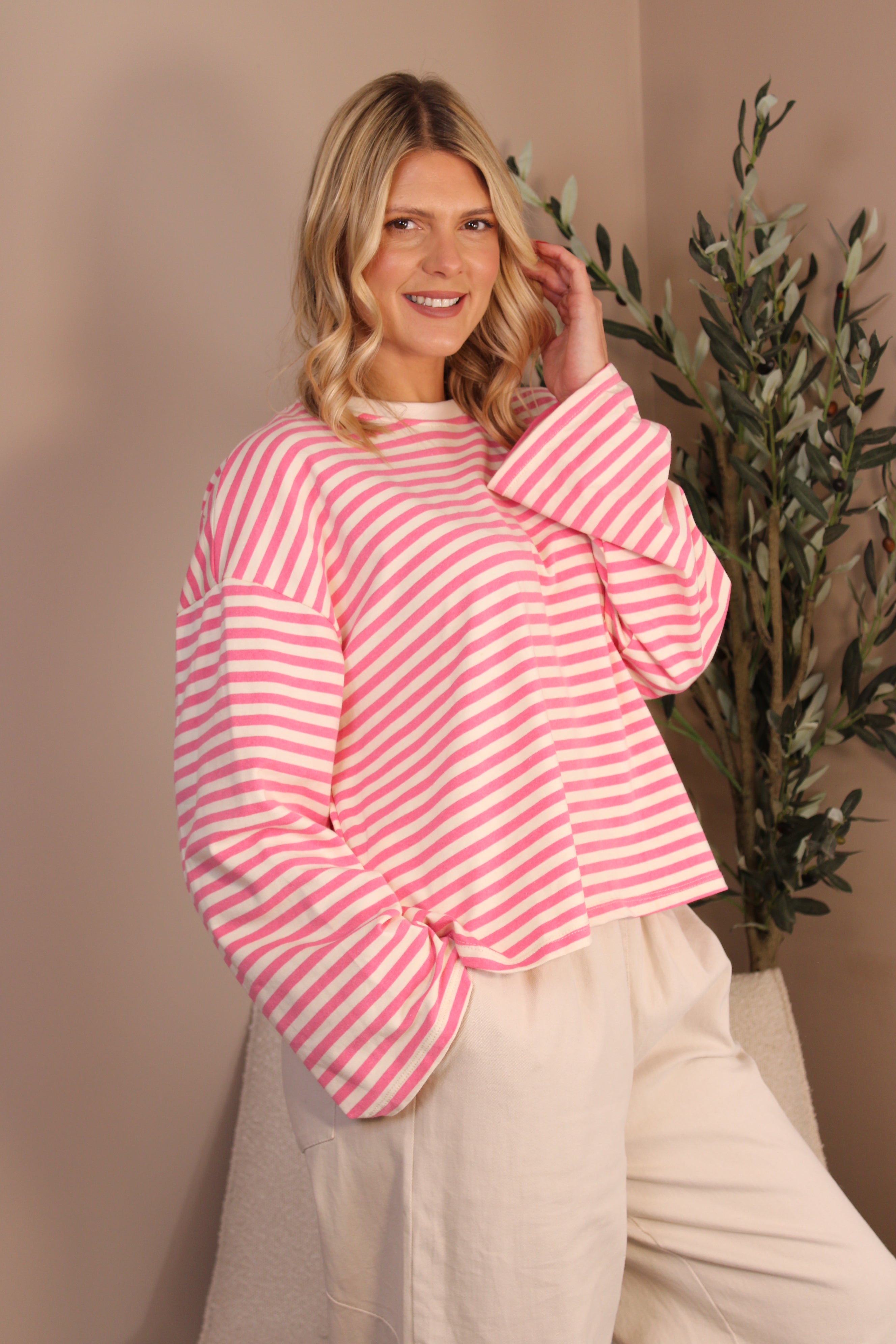 Portland Striped Crew Neck Top