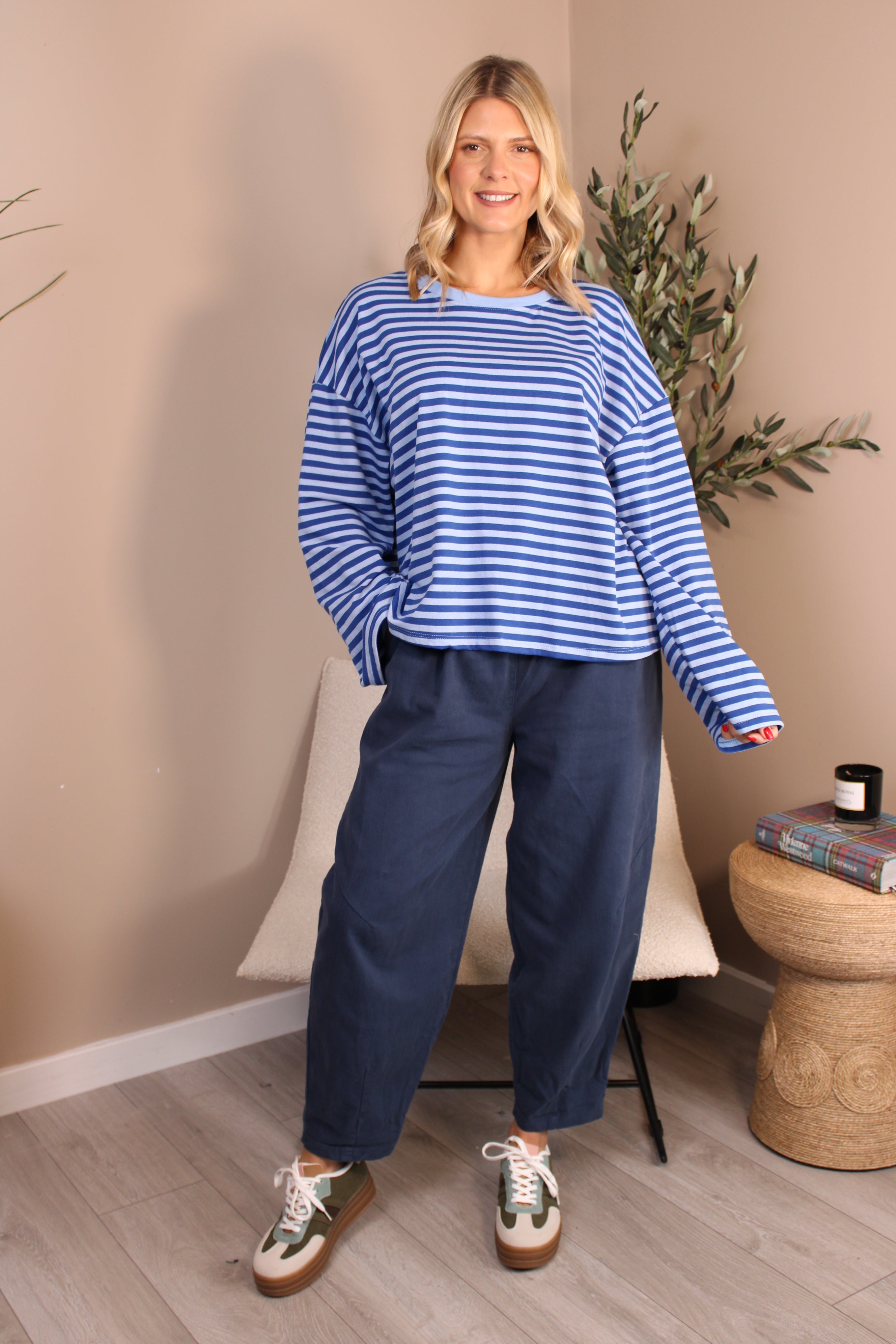 Portland Striped Crew Neck Top