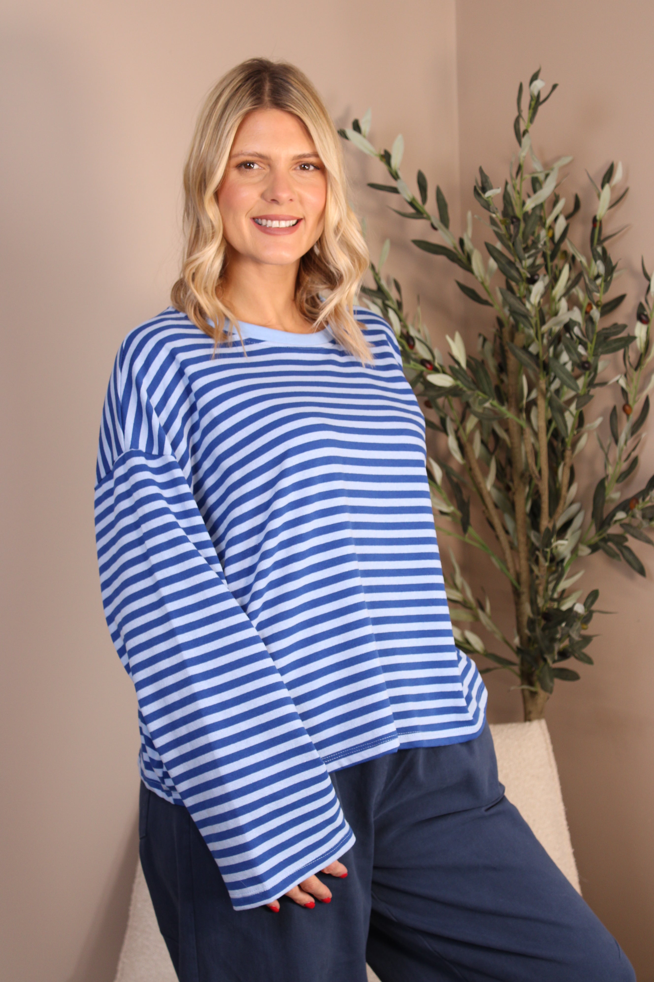 Portland Striped Crew Neck Top