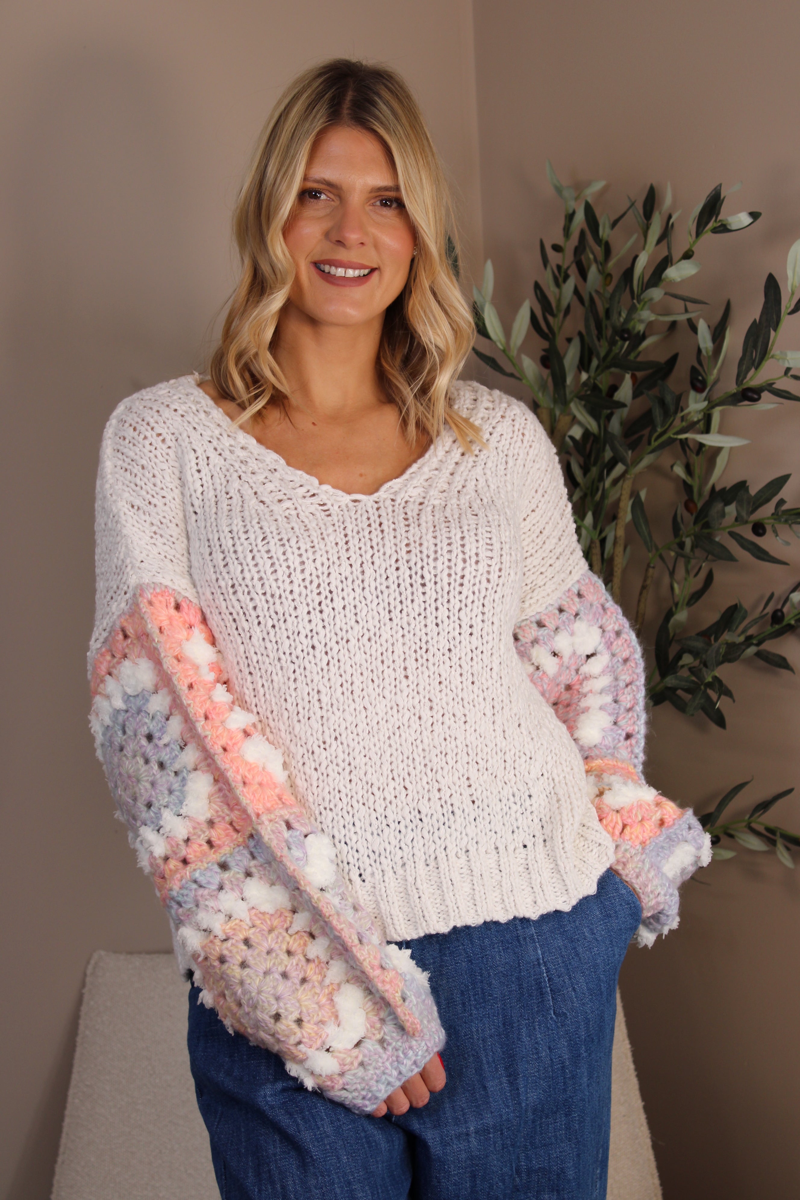 Salcombe Crochet Sleeve Knit