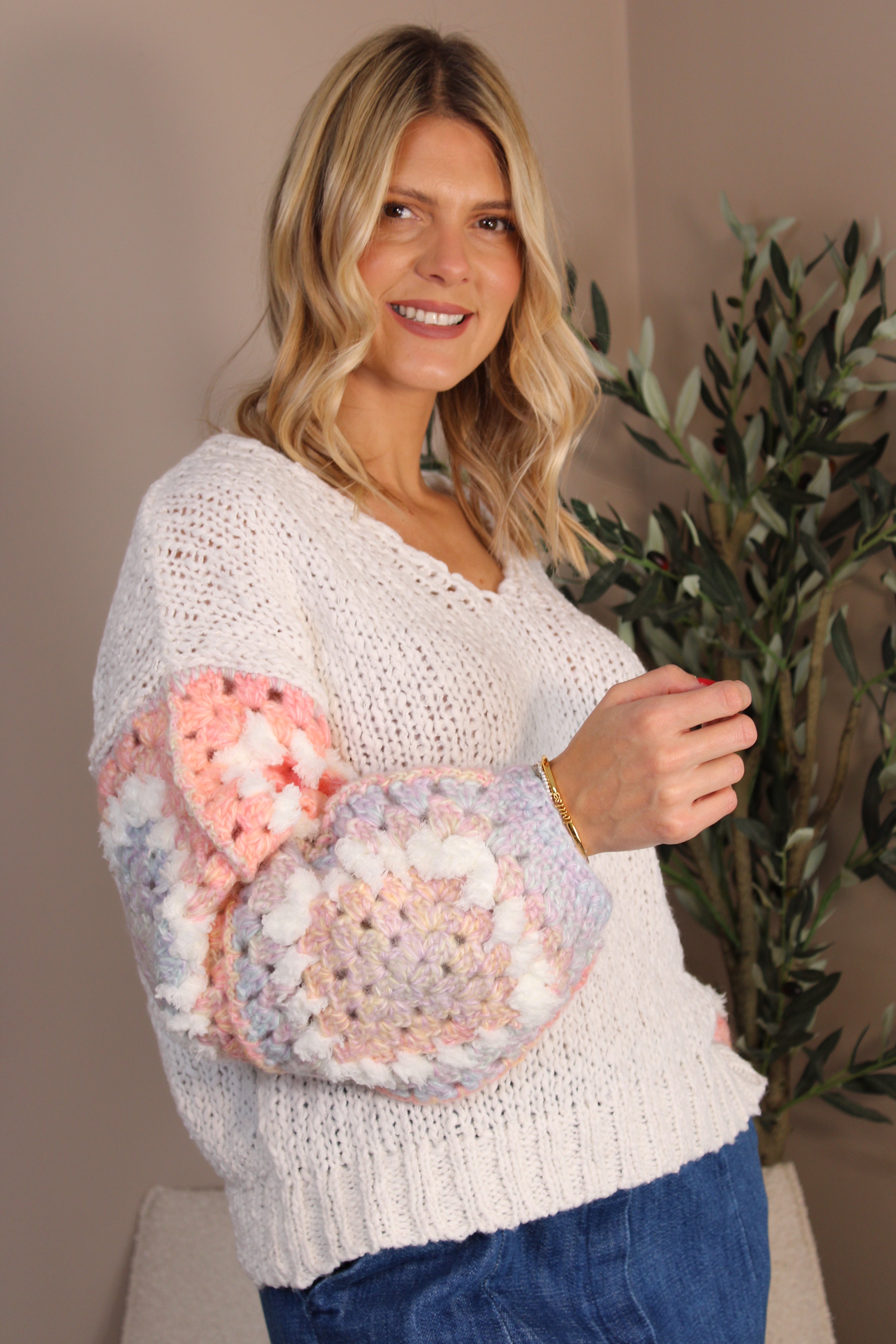 Salcombe Crochet Sleeve Knit