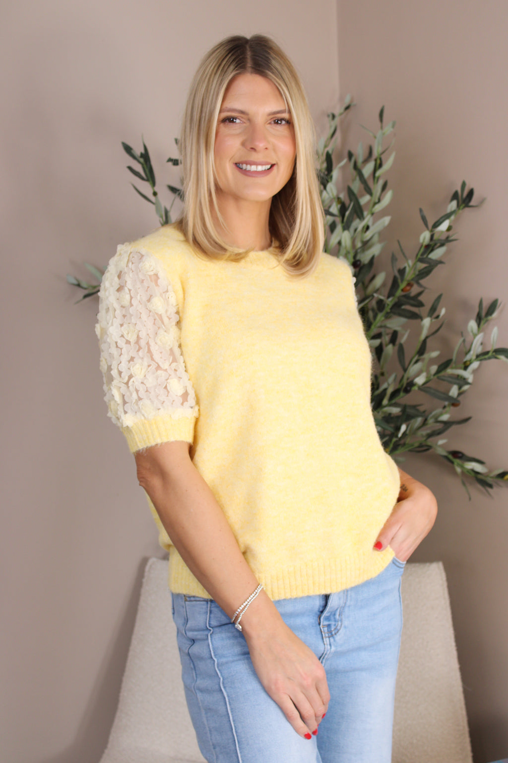 Salcombe Flower Sleeve Knitted Tee