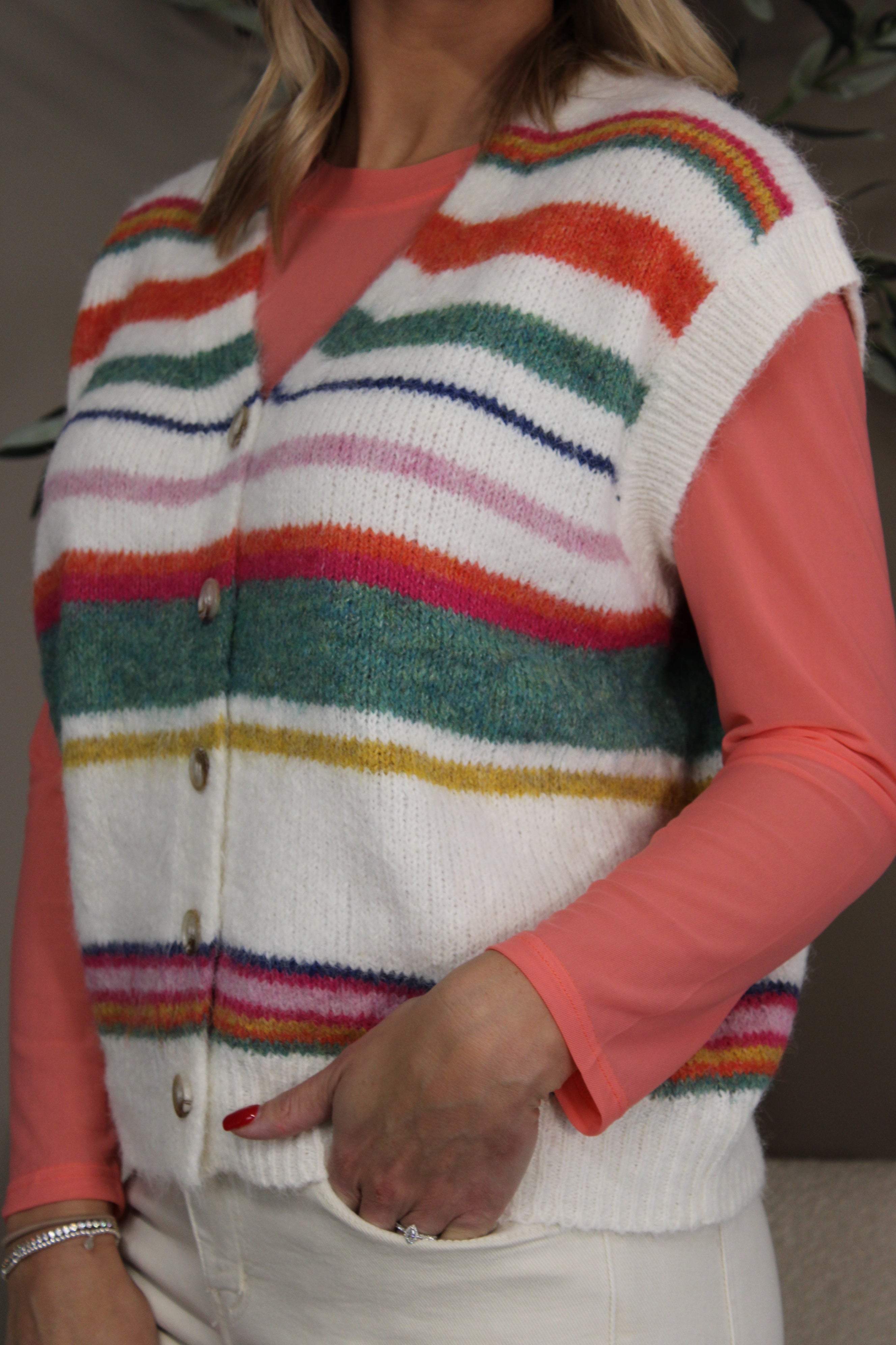 Sydney Stripe Button Front Tank