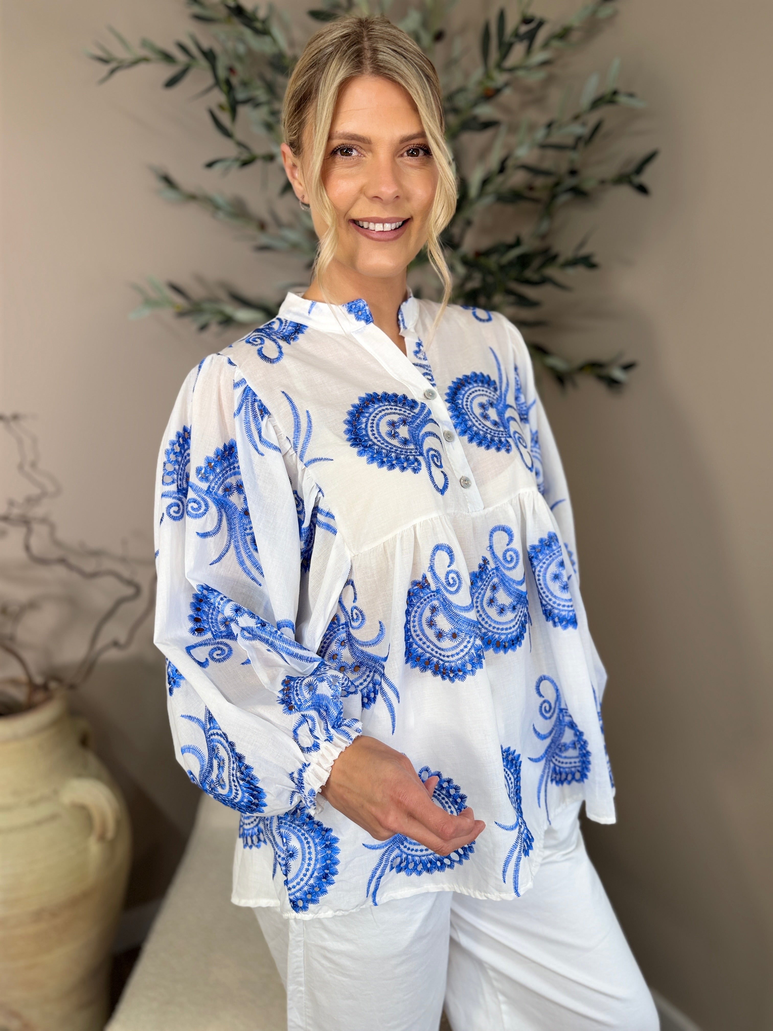 Santorini Embroidered Shirt