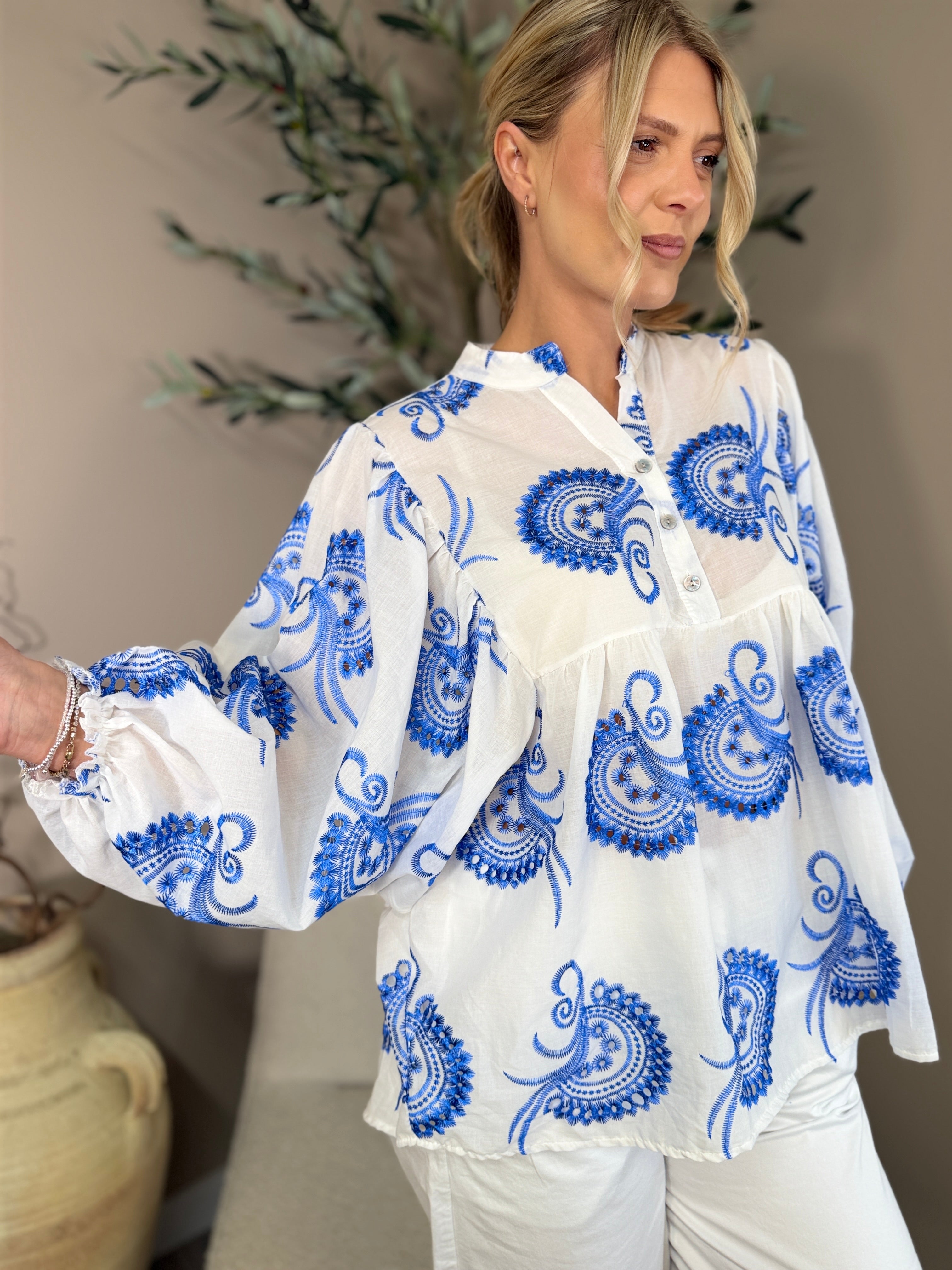 Santorini Embroidered Shirt