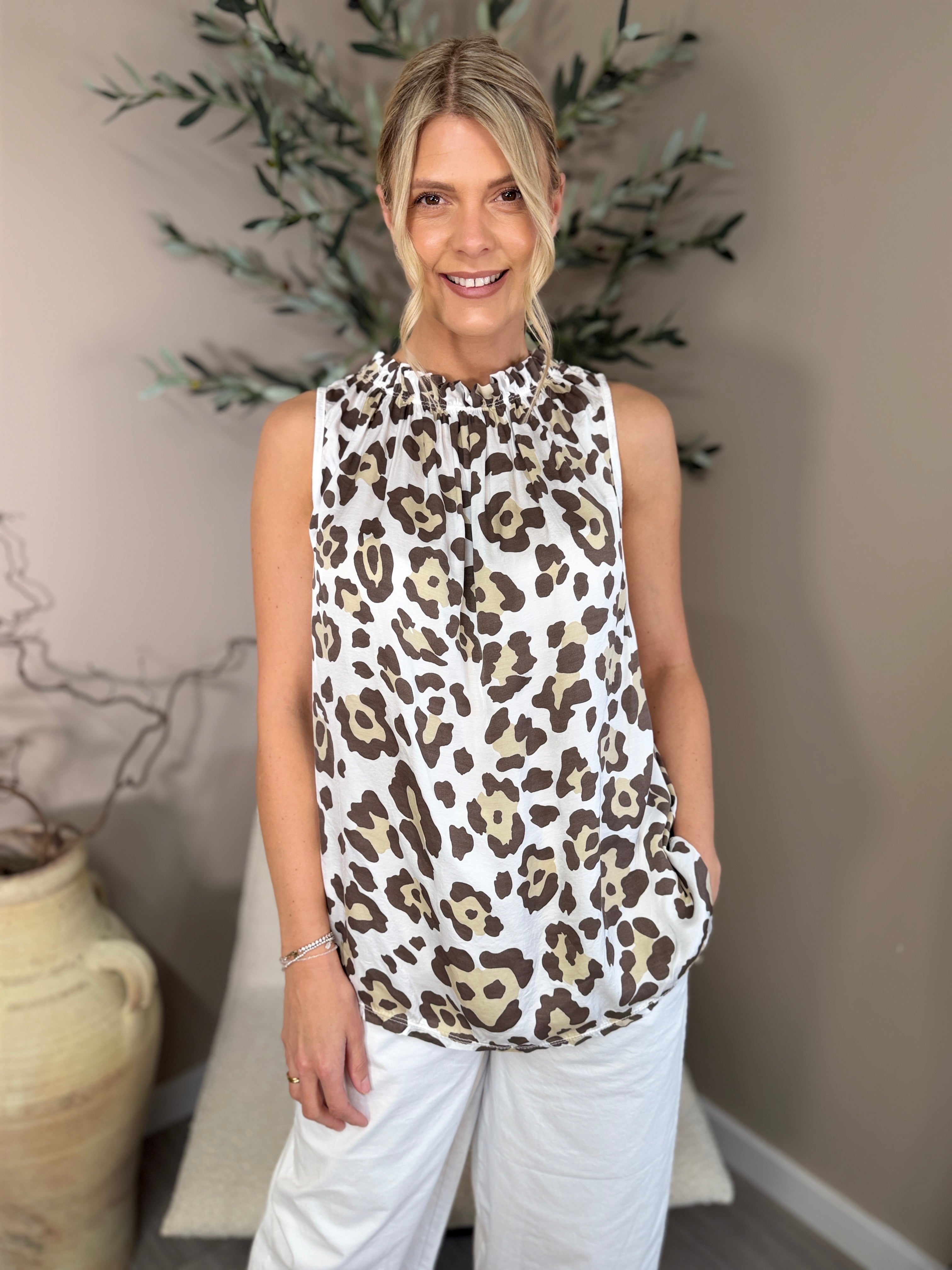 Zambia Shirred Neck Top
