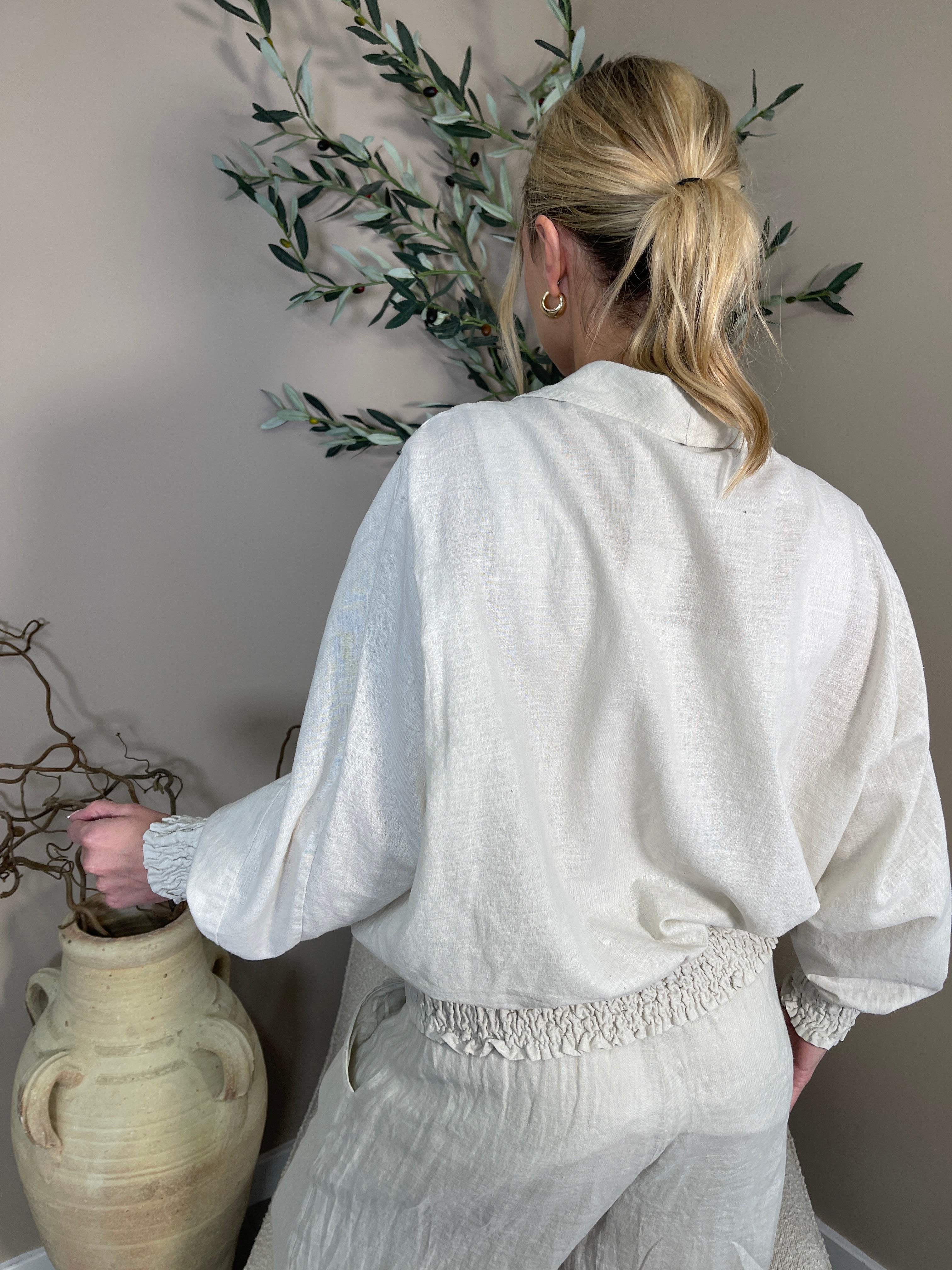 Roma Linen Wrap Blouse