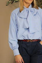 Orly Bow Neck Stripe Shirt