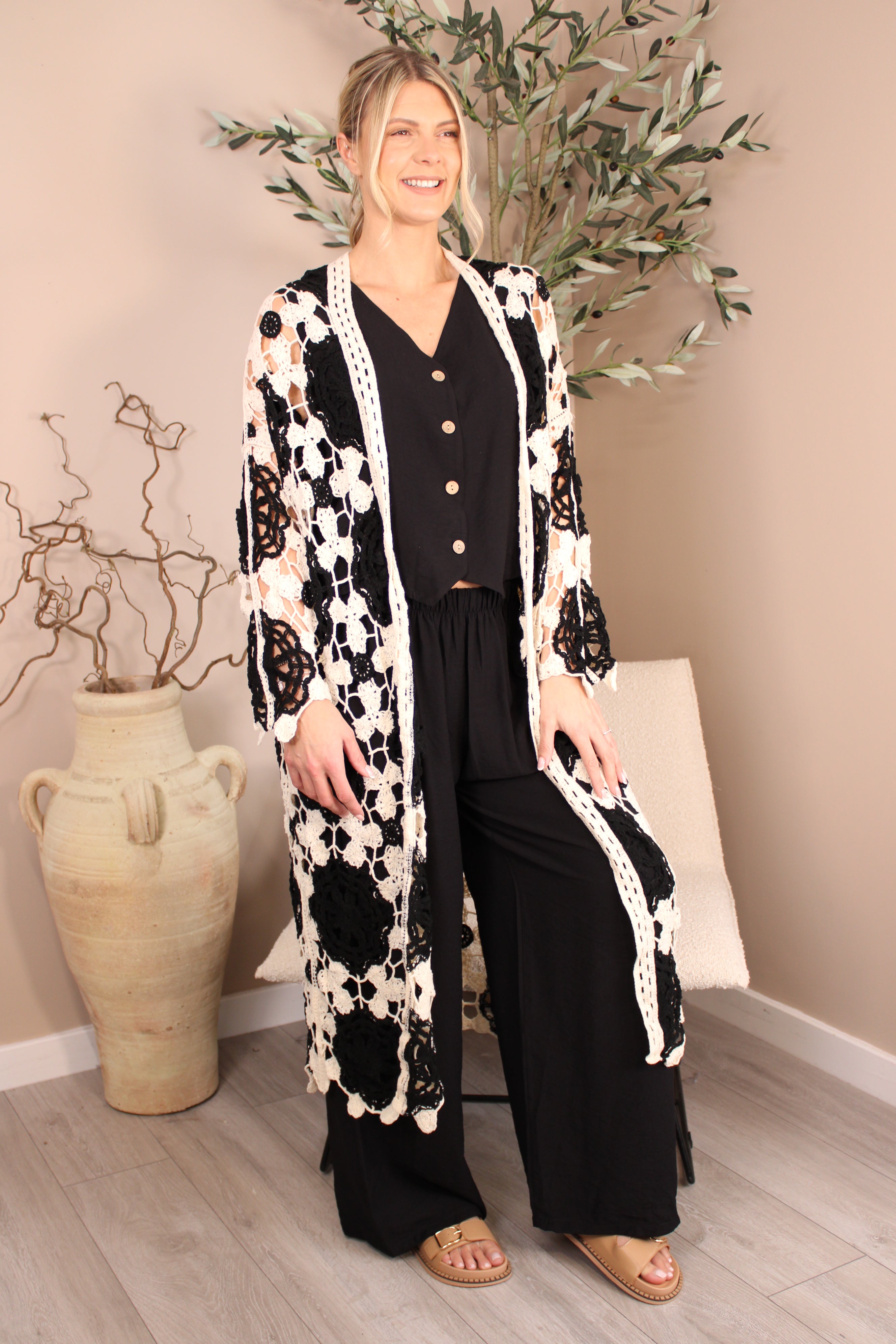 Marbella Crochet Longline Cardi