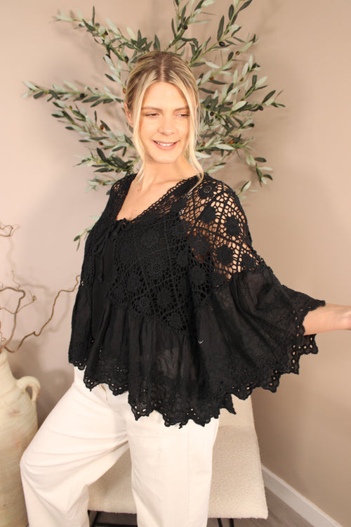 Almeria Crochet Frill Cardi