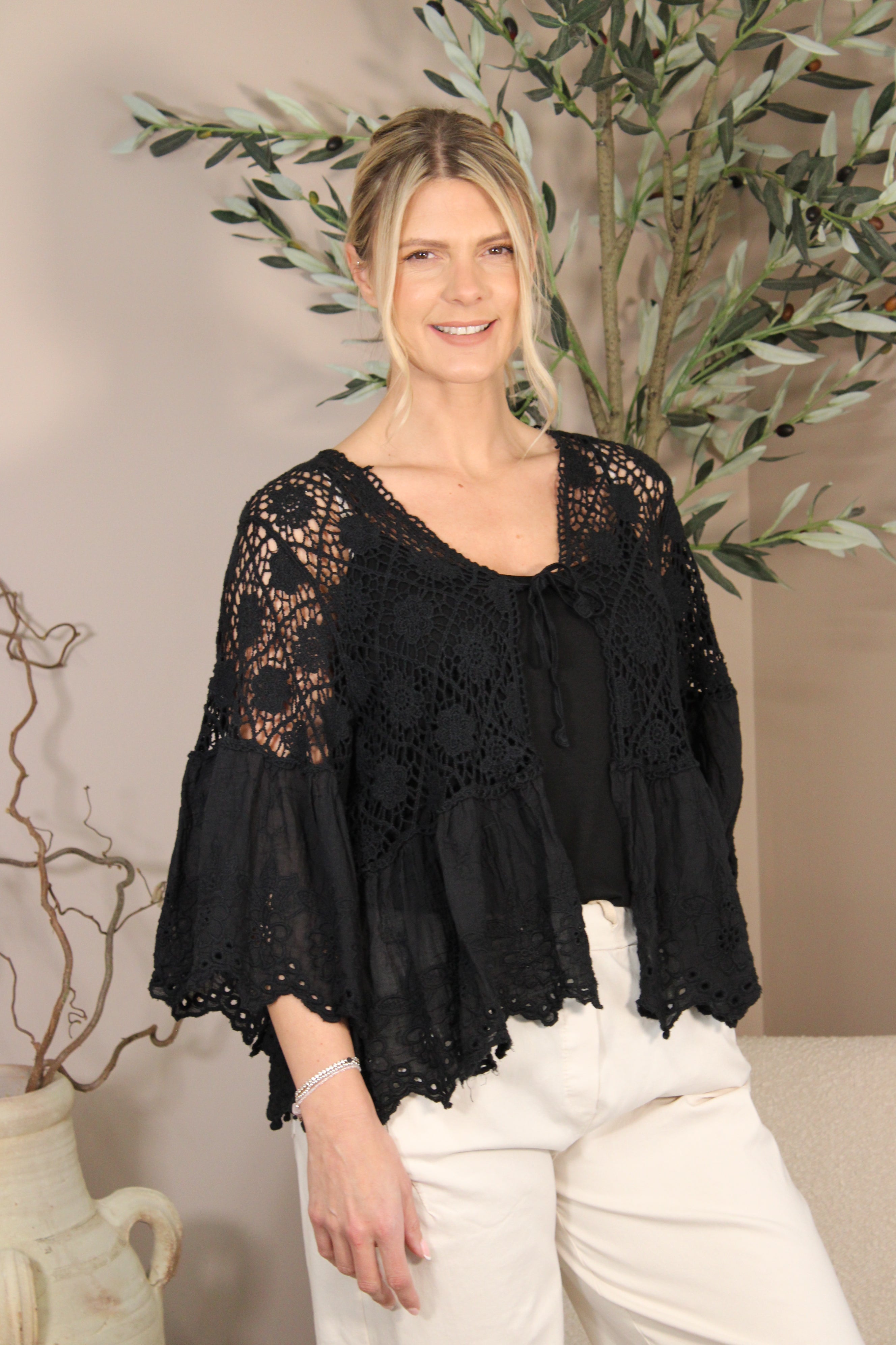 Almeria Crochet Frill Cardi