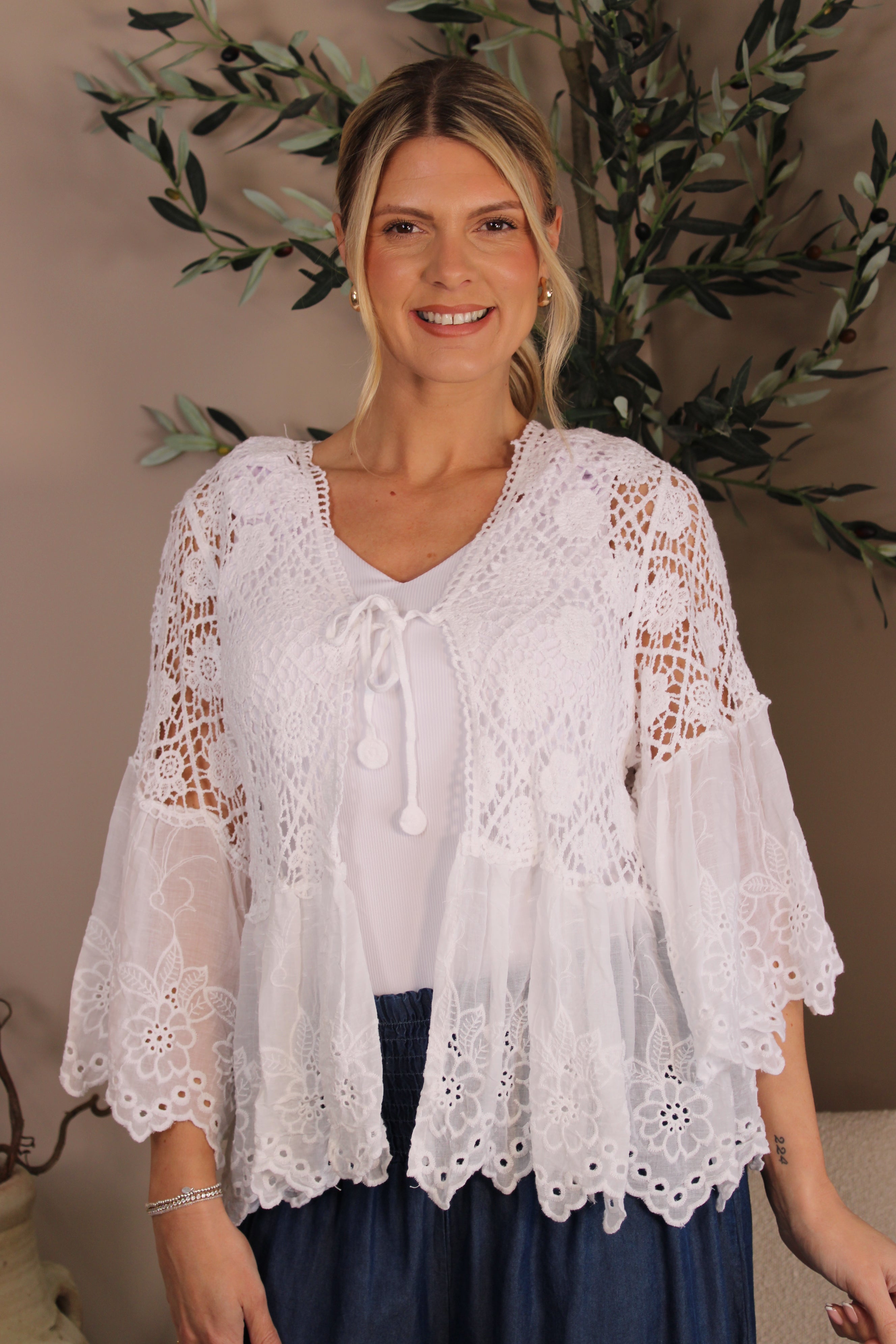 Almeria Crochet Frill Cardi