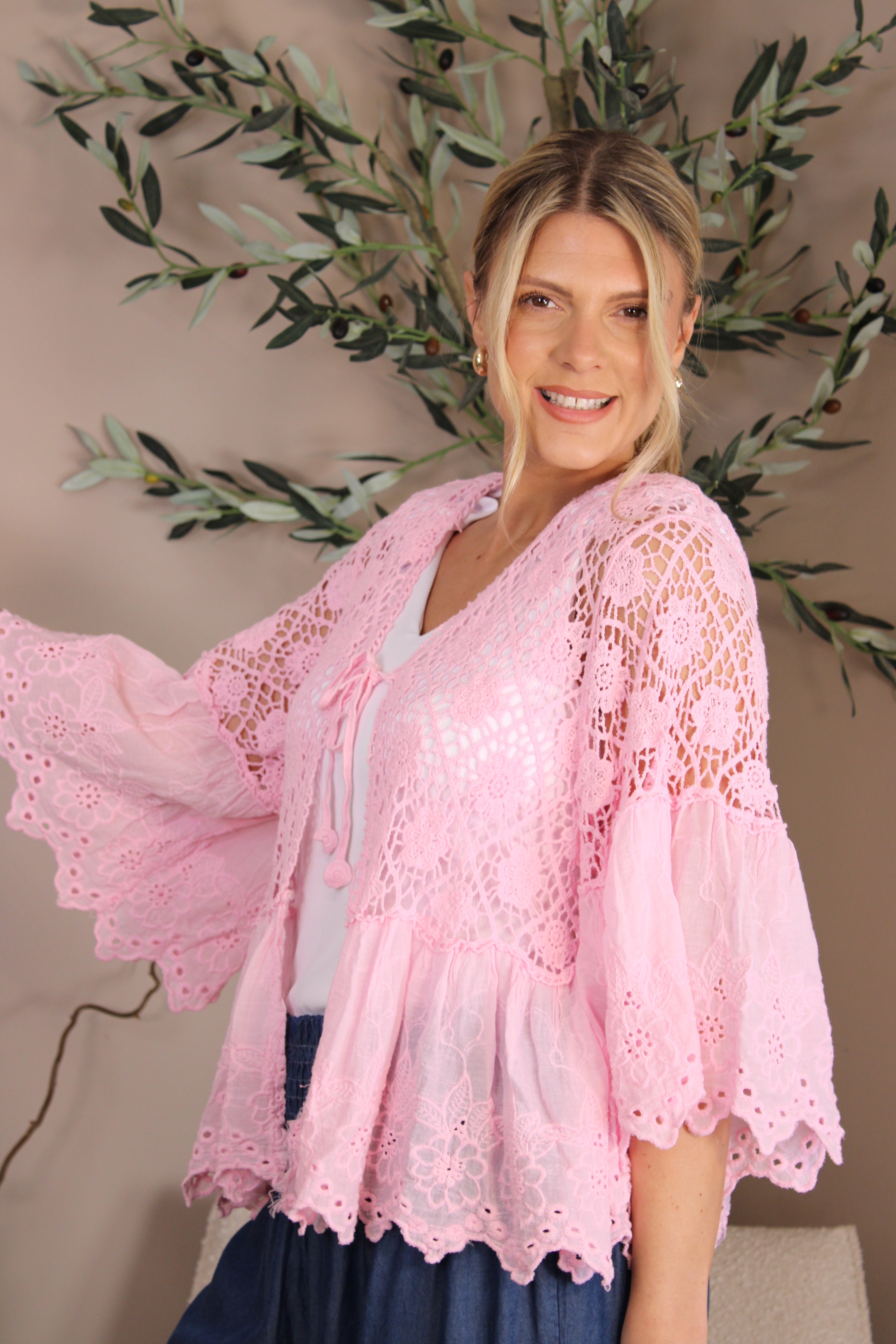 Almeria Crochet Frill Cardi