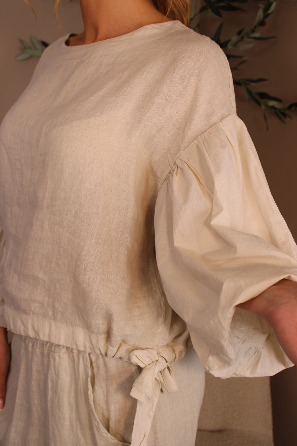 Roma Linen Drawstring Top