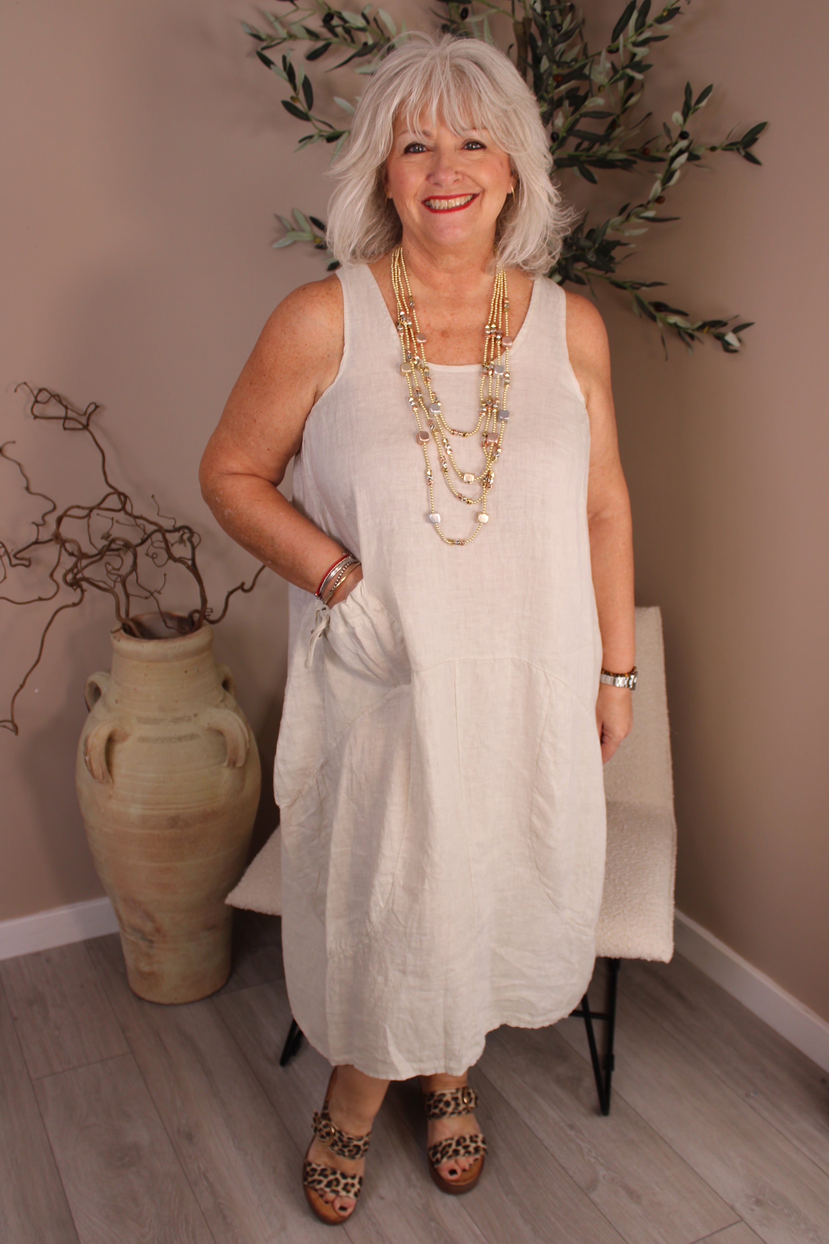 Roma Linen Sleeveless Dress