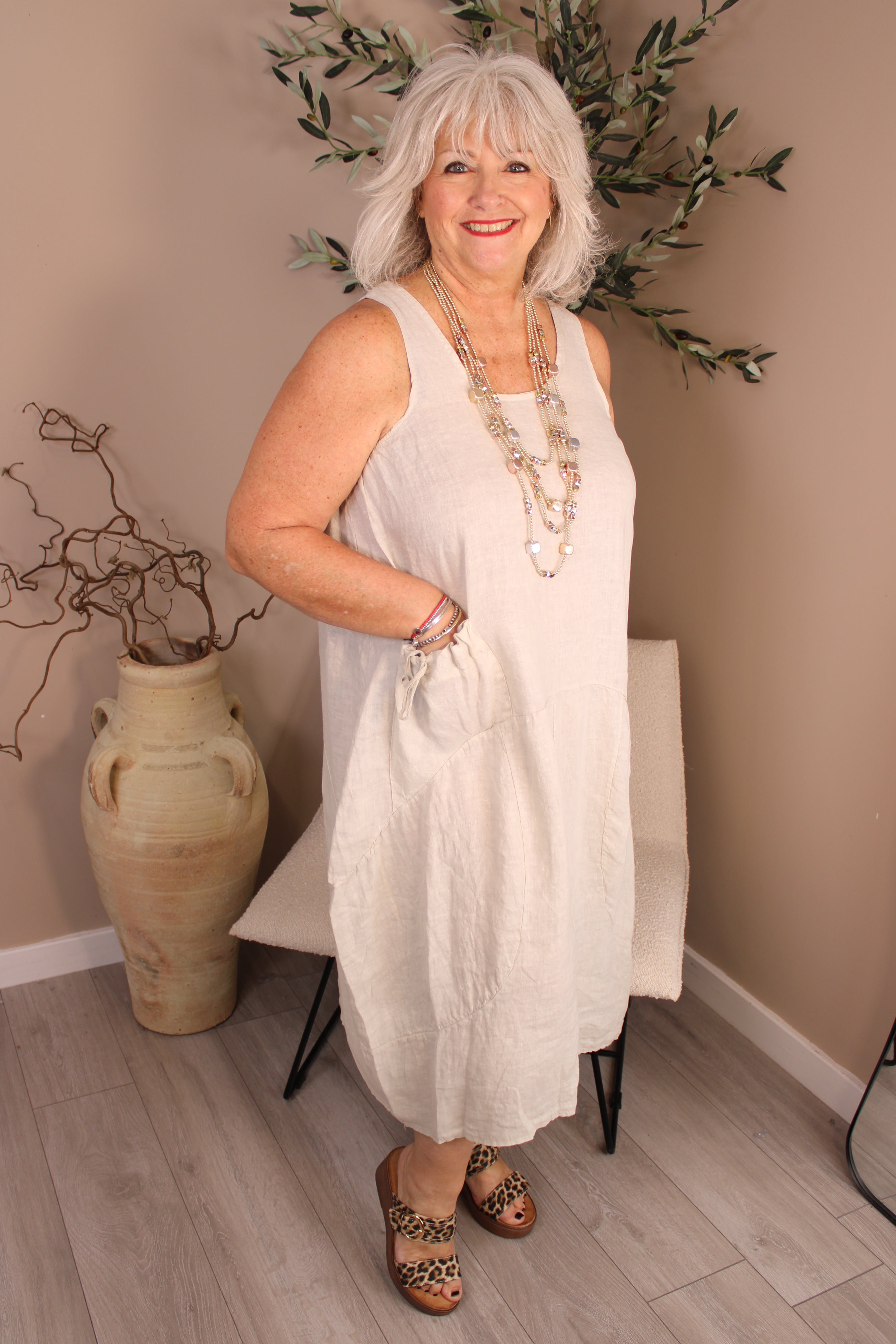 Roma Linen Sleeveless Dress