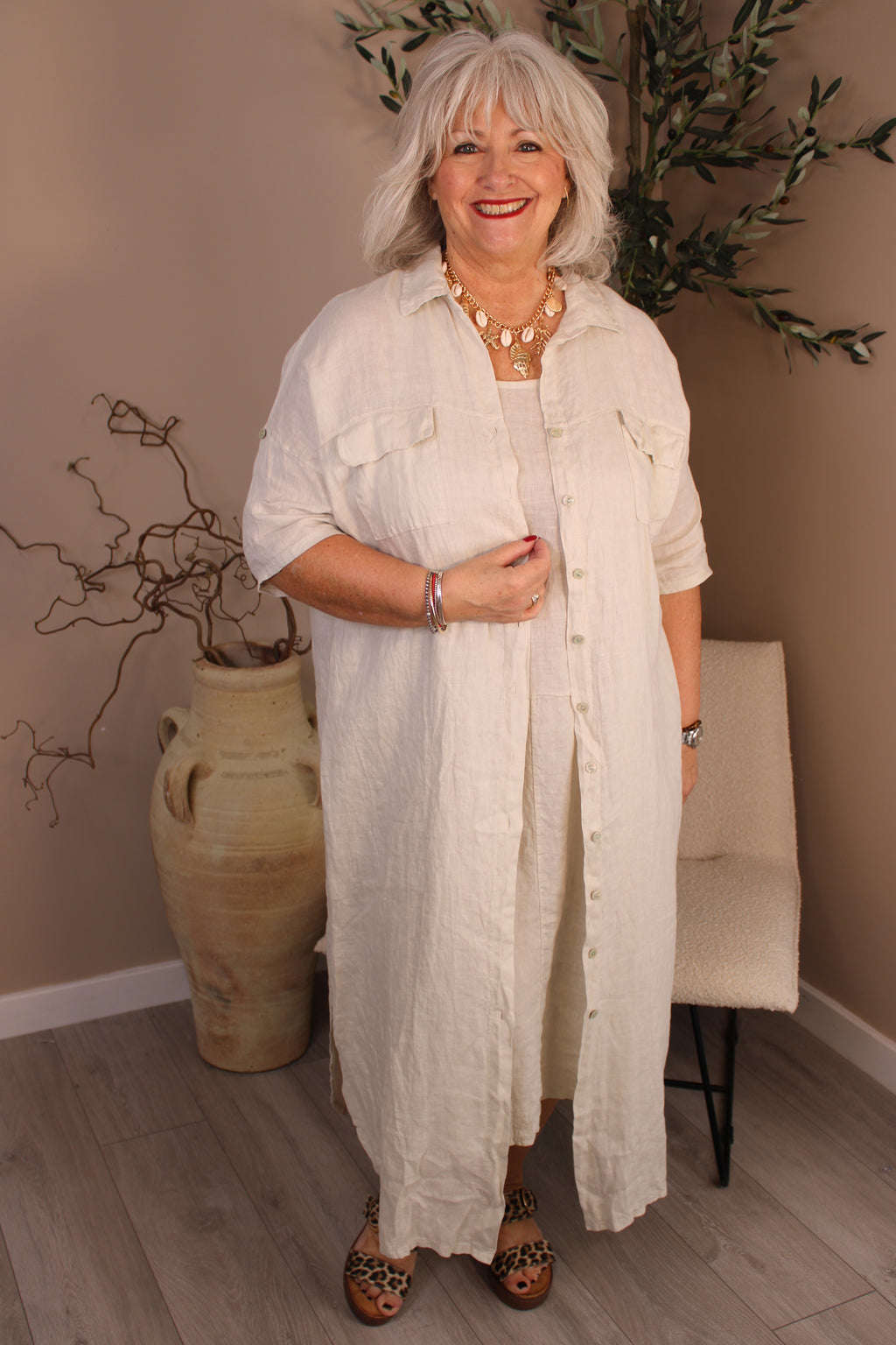 Roma Linen Shirt Dress