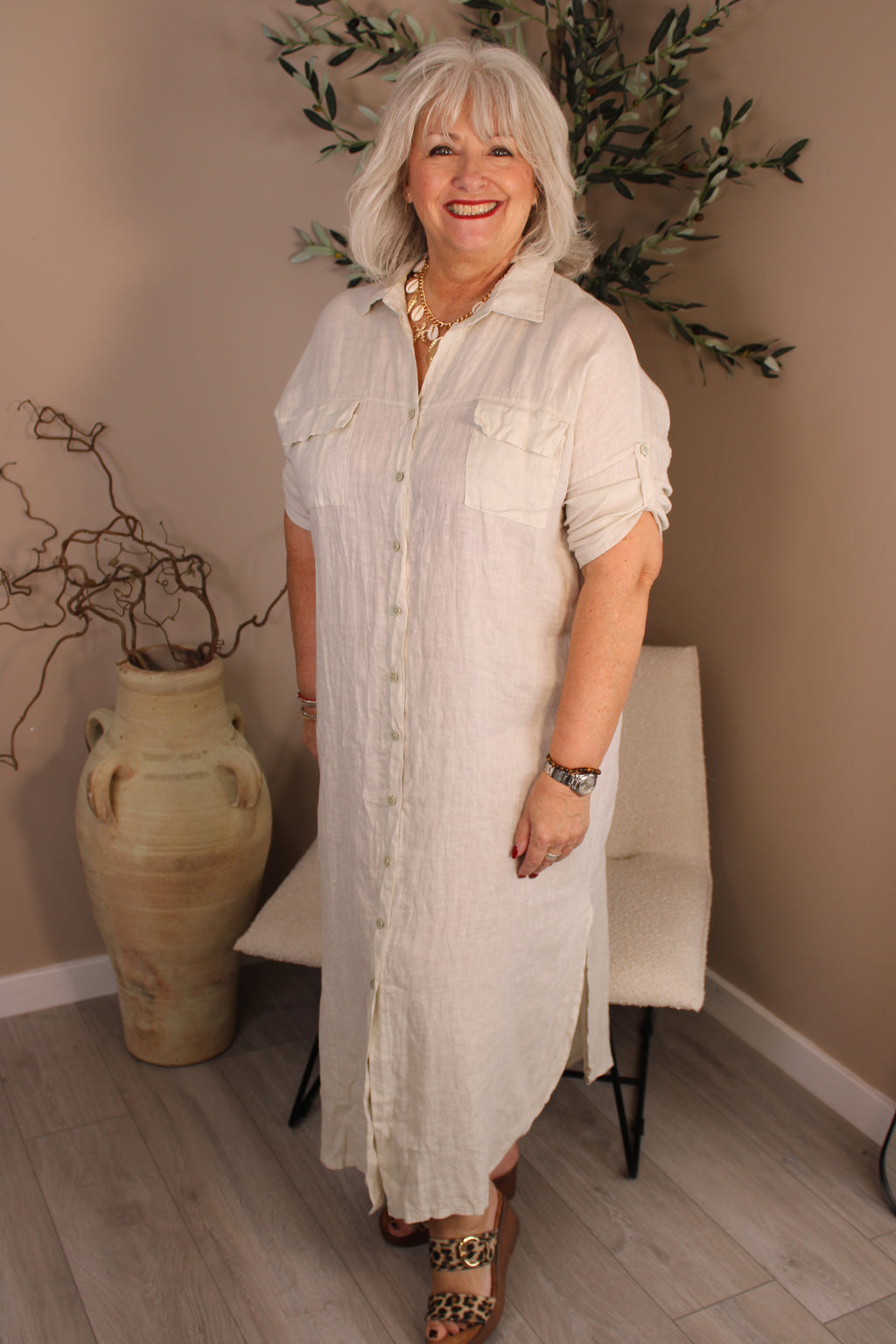 Roma Linen Shirt Dress