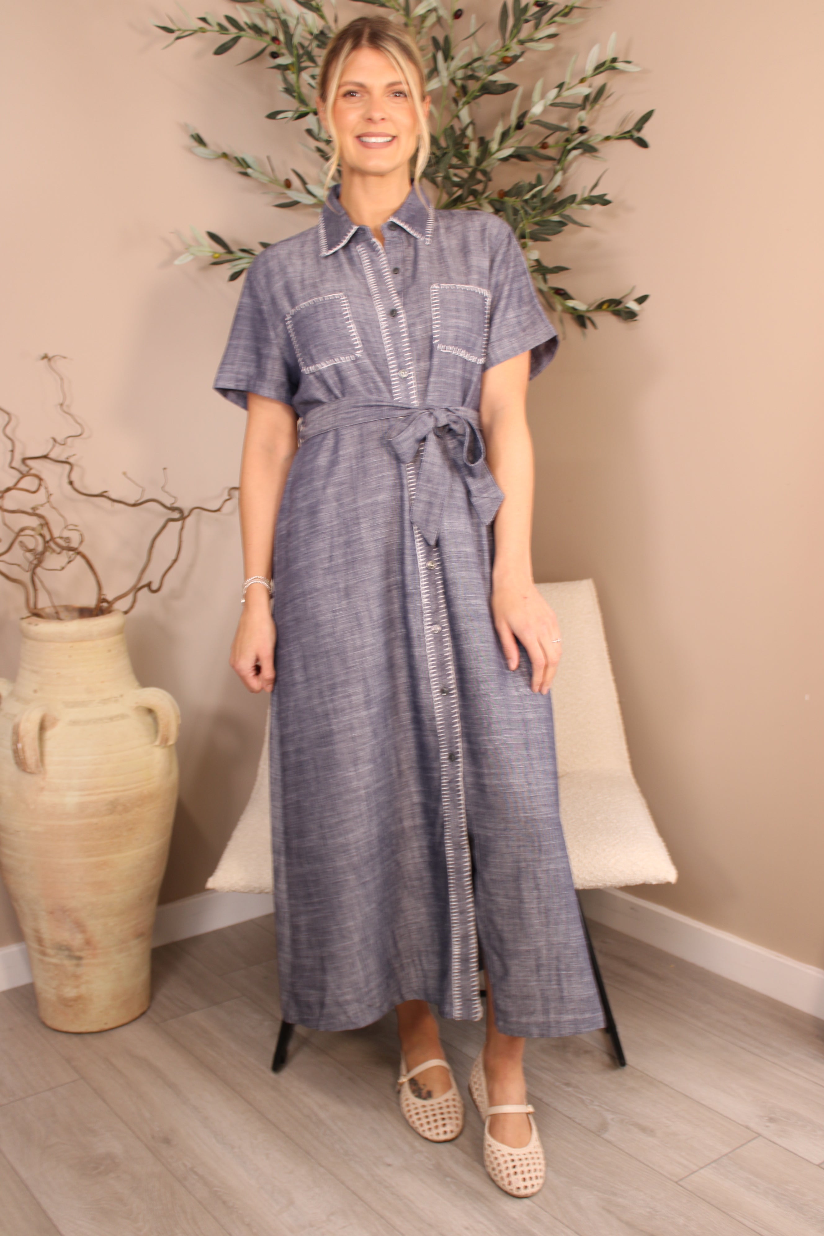 Camden Blanket Stitch Shirt Dress